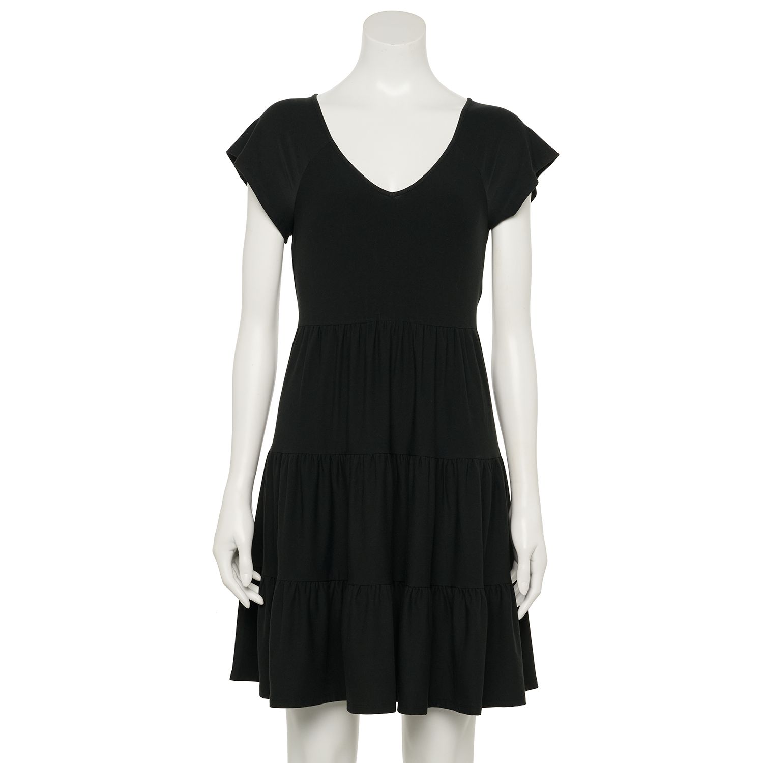 SO® Short Sleeve V-Neck Babydoll Dress